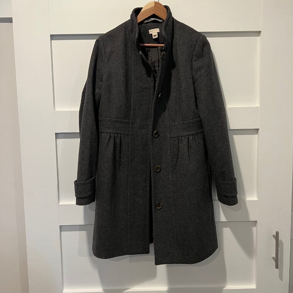 J. Crew Womens Wool Skirted Dress Coat - Charcoal